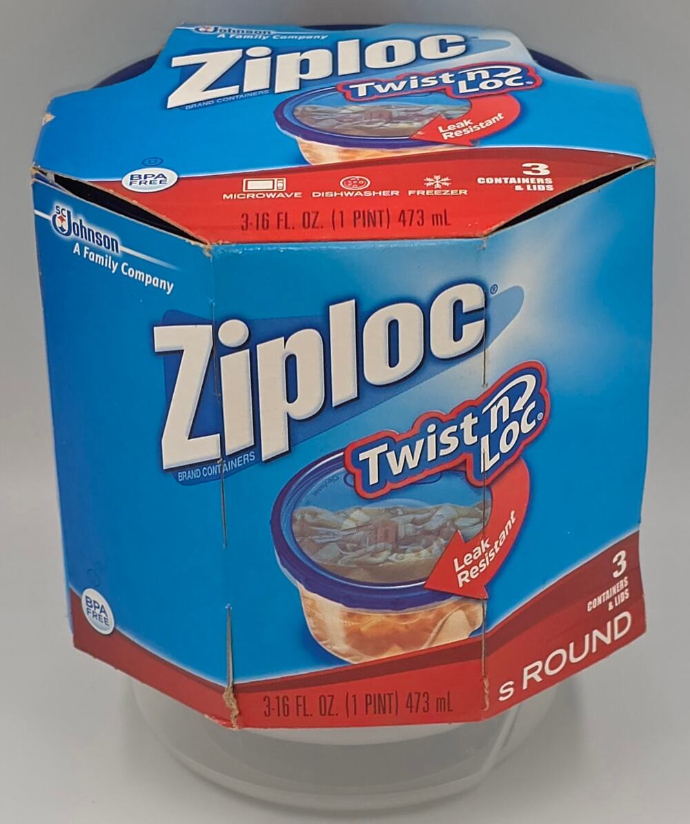 NEW Ziploc Twist n Lock Loc 3 Pack Small Round Plastic Containers Lids 16oz